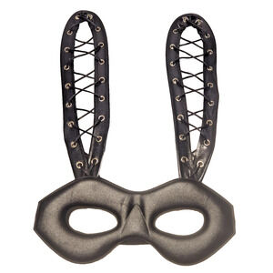 Steampunk Gothic Sexy Bunny Rabbit Black Faux Leather Mask Bendy Wired Ears